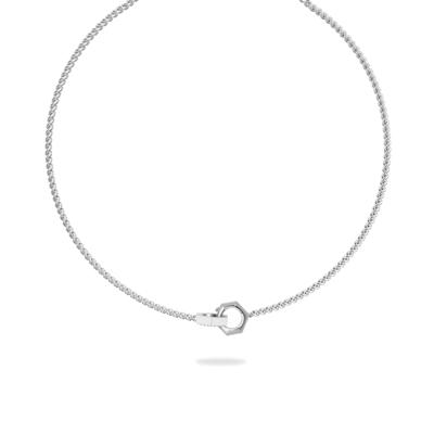Men's Black & White Lab Grown Diamond Hex Nut Curb Link Necklace in Sterling Silver, 20" (3/4 ct. tw.)