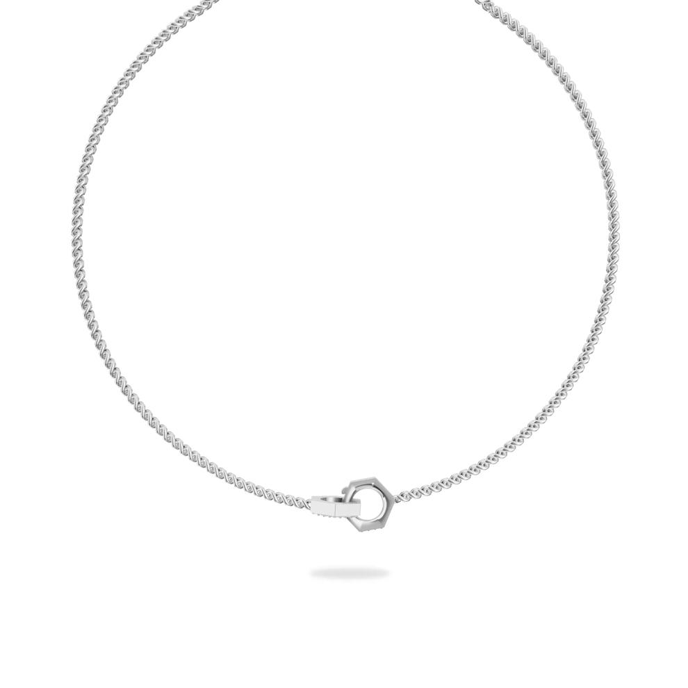 Men's Black &amp; White Lab Grown Diamond Hex Nut Curb Link Necklace in Sterling Silver, 20" (3/4 ct. tw.) – Image 1 of 4