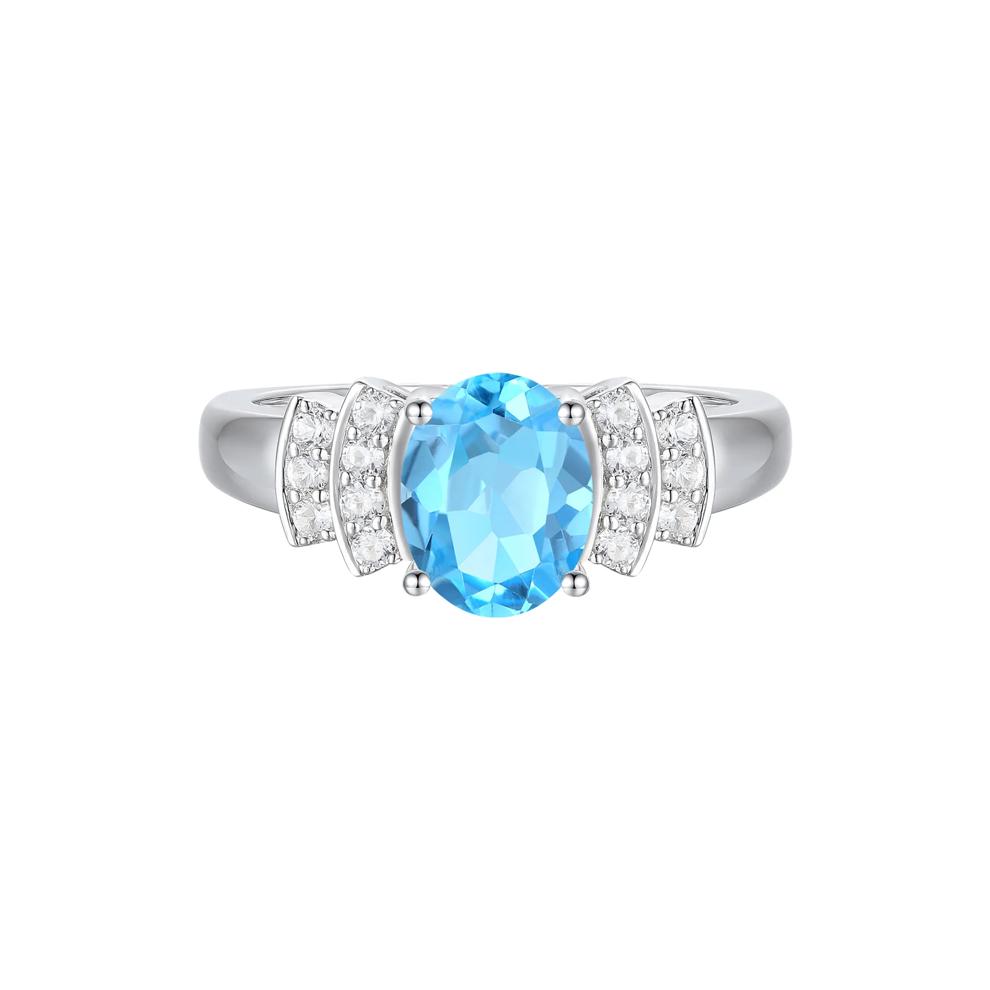 Blue Topaz and Diamond Ring in 14K White Gold (1/5 ct. tw.) – Image 1 of 3