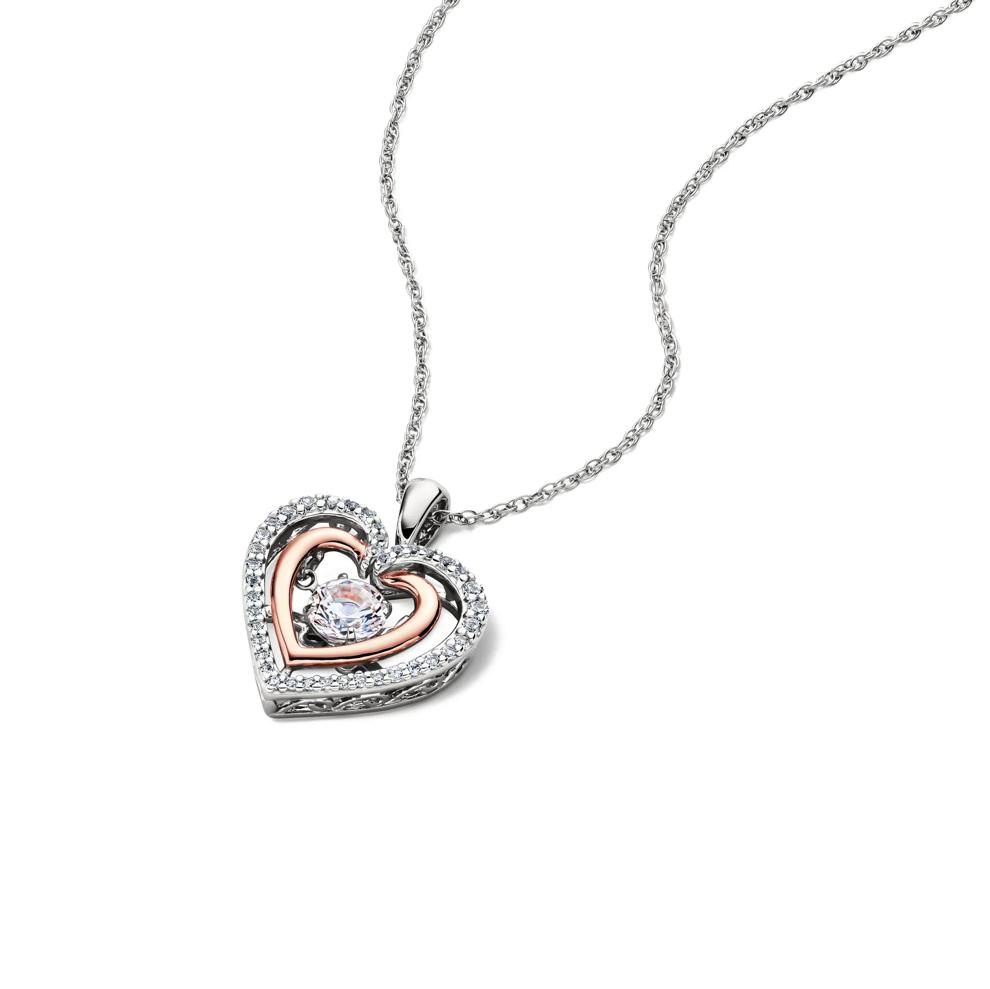 Lab Created White Sapphire Heart Pendant in Sterling Silver – Image 4 of 4