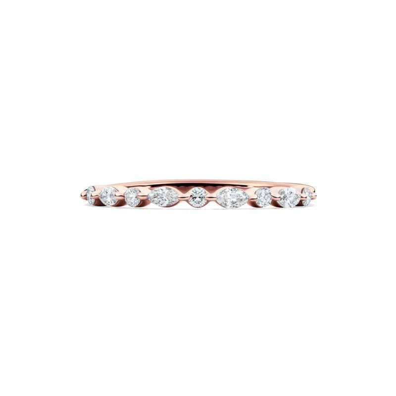 Round and Marquise-Cut Diamond Anniversary Band in 14K Rose Gold &#40;1/4 ct. tw.&#41; – Image 1 of 4