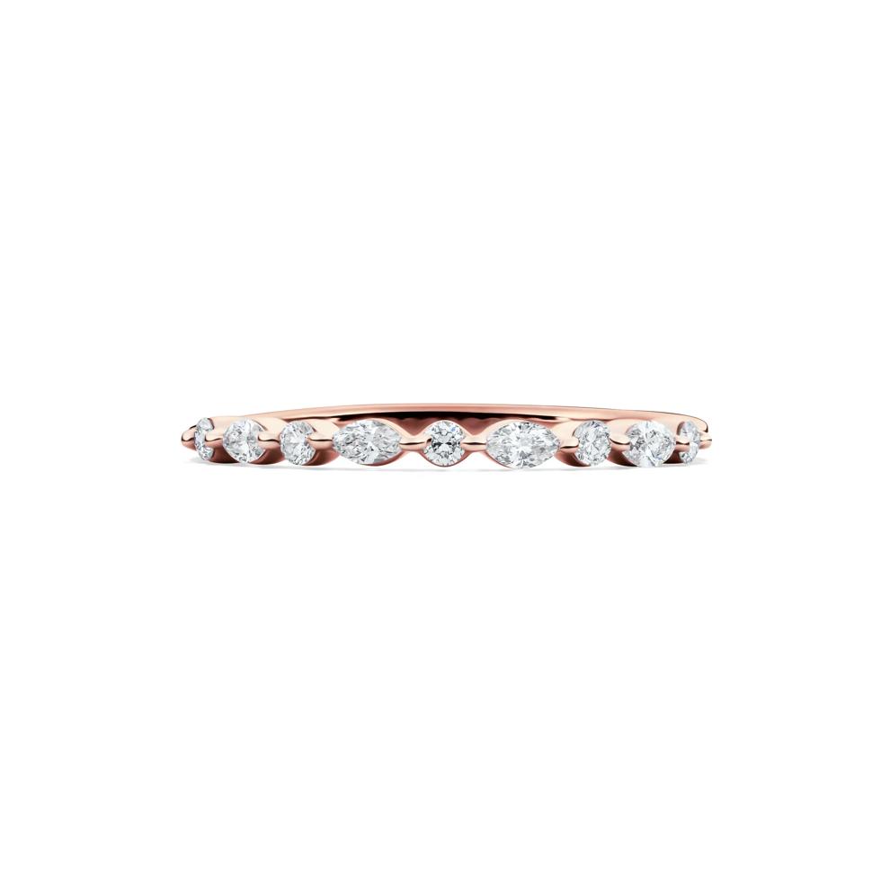 Round and Marquise-Cut Diamond Anniversary Band in 14K Rose Gold (1/4 ct. tw.) – Image 1 of 4