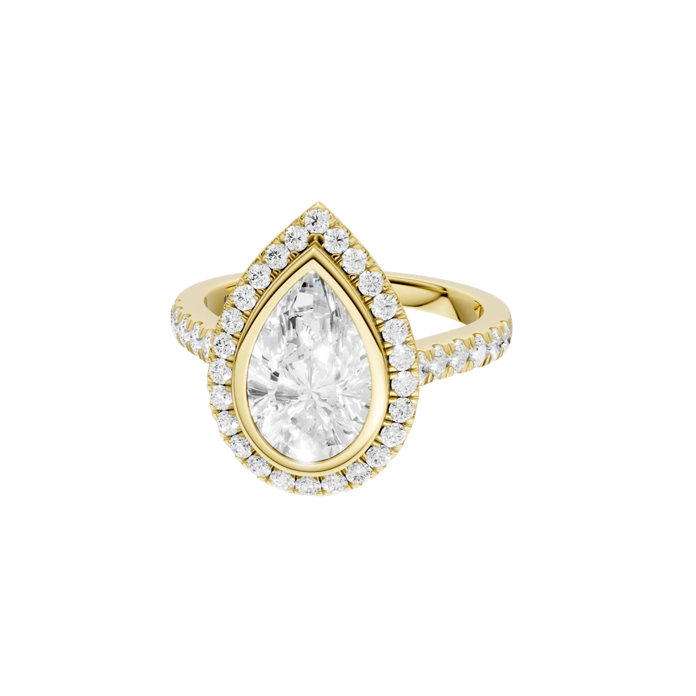 Jude Lab Grown Diamond Pear-Shaped Halo Engagement Ring in 14K Yellow Gold (2 5/8 ct. tw.) – Image 2 of 5