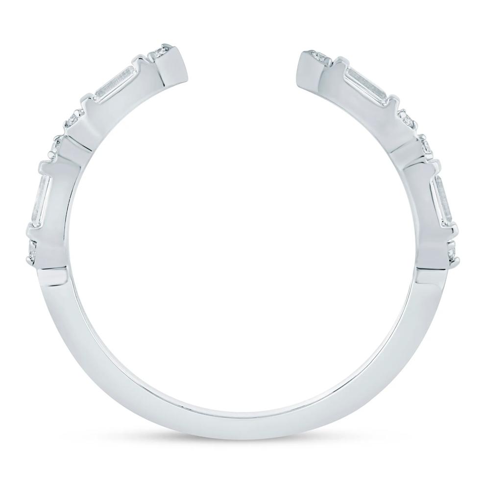 Lab Grown Diamond Baguette and Round Open Band in 14K White Gold (1/7 ct. tw.) – Image 2 of 3