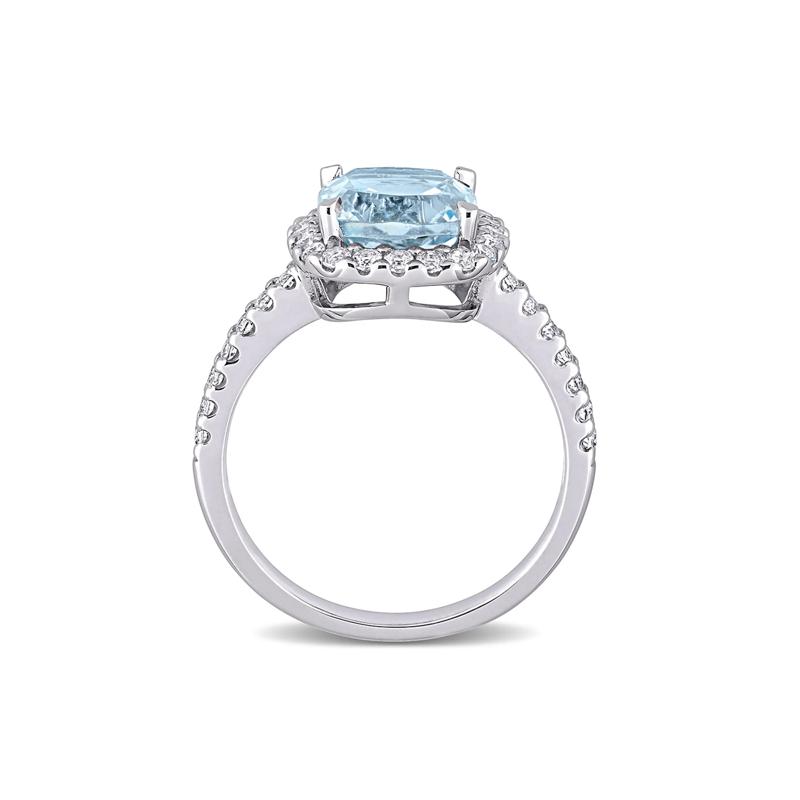 Blue &amp; White Topaz Ring in 10K White Gold – Image 2 of 5