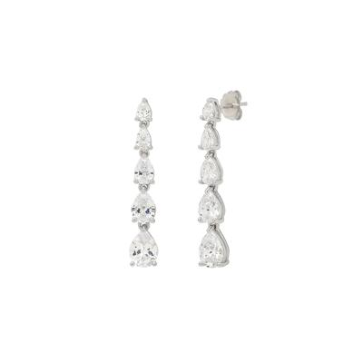 Lab Created White Sapphire Drop Earrings in Sterling Silver
