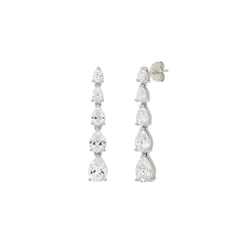 Lab Created White Sapphire Drop Earrings in Sterling Silver – Image 1 of 2