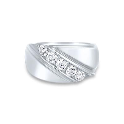 Men's Lab Grown Diamond 5-Stone Band in 10K White Gold (1 ct. tw.)
