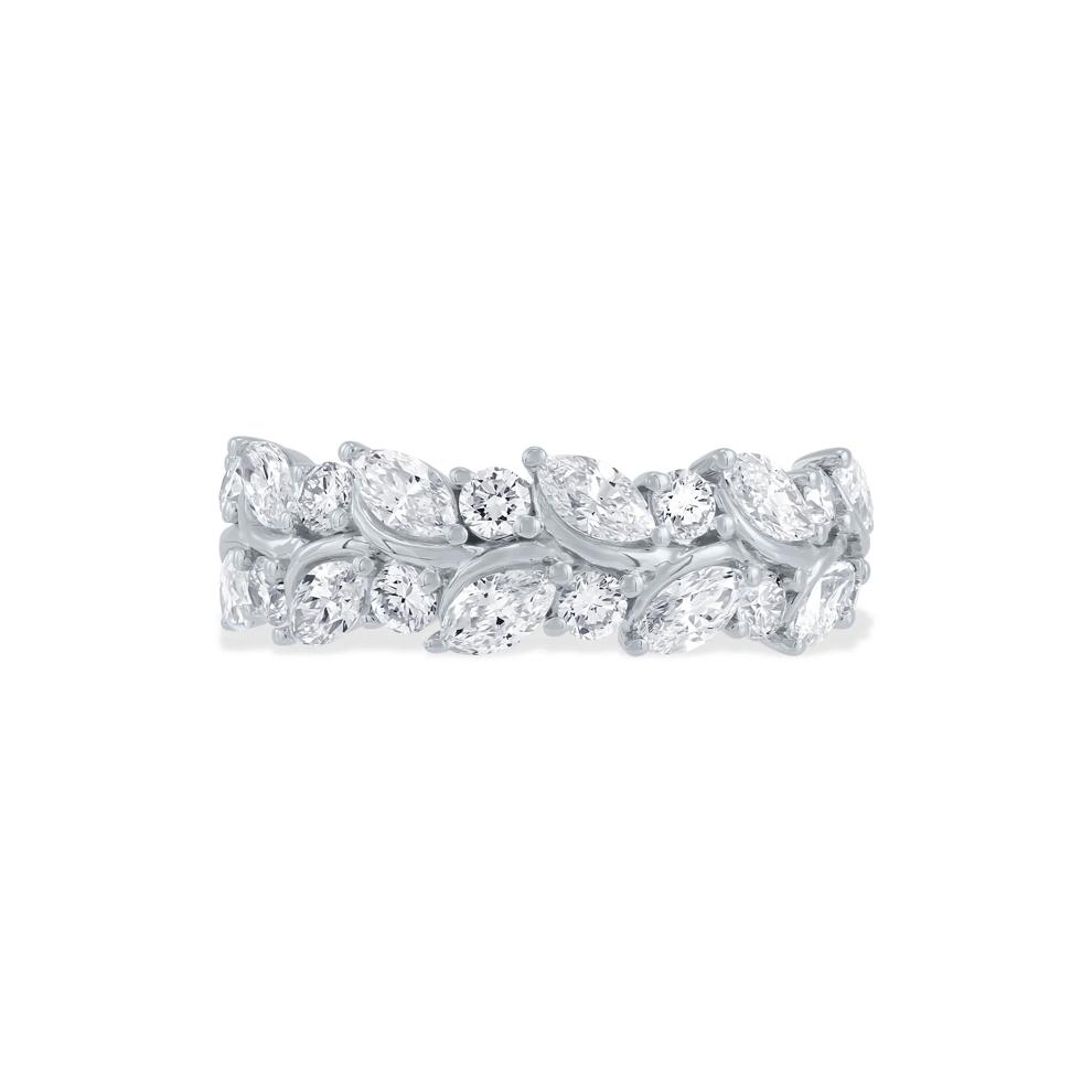 Lab Grown Diamond Marquise &amp; Round Band in 10K White Gold (1 1/2 ct. tw.) – Image 1 of 4