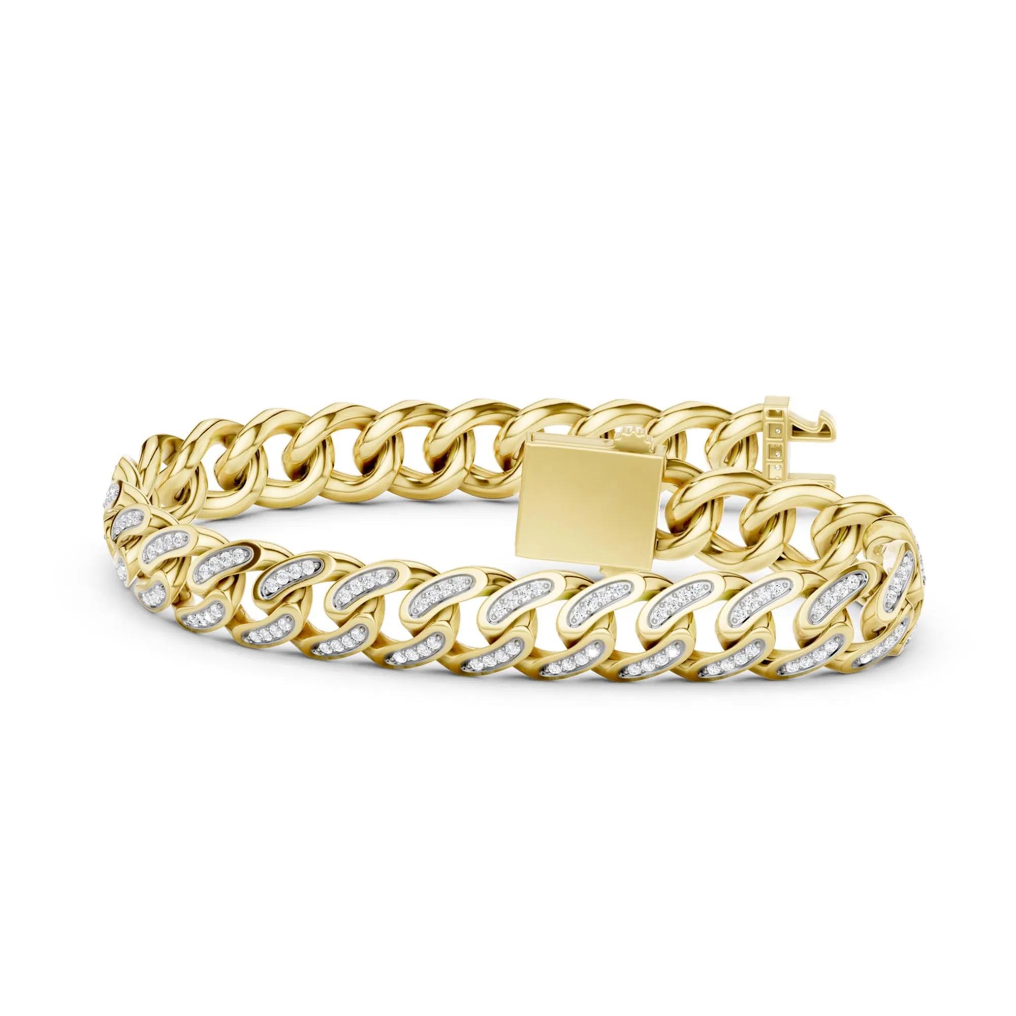 4 ct. tw. Men's Lab Grown Diamond Bracelet | 10K Yellow Gold | Size 3.80mm | Helzberg Lab Grown Diamonds
