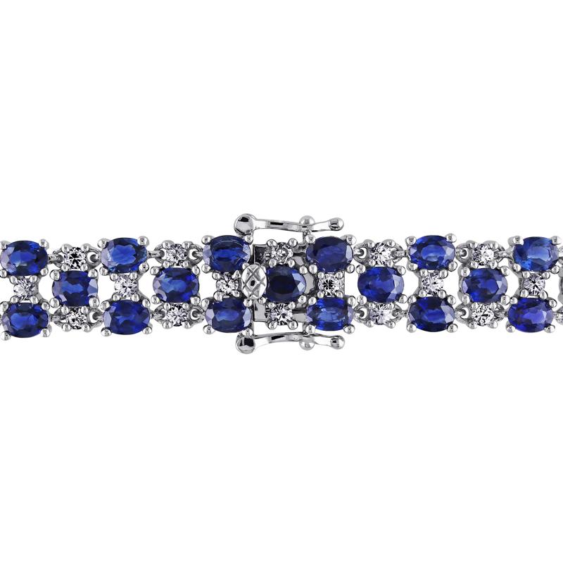 Blue Sapphire &amp; White Sapphire Bracelet in 14K White Gold – Image 2 of 6