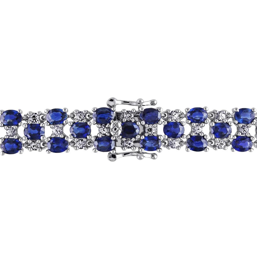 Blue Sapphire &amp; White Sapphire Bracelet in 14K White Gold – Image 2 of 6