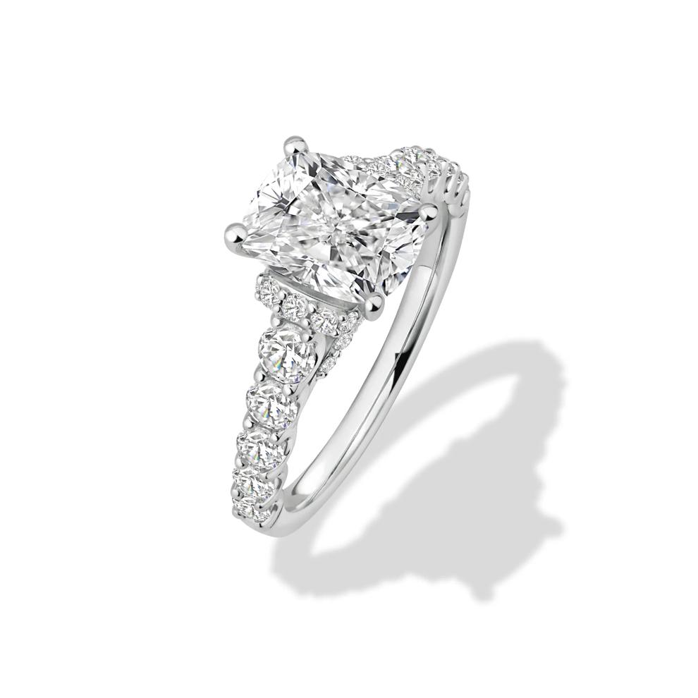 Lab Grown Diamond Elongated Cushion Center Engagement Ring in 14K White Gold (3 ct. tw.) – Image 4 of 4