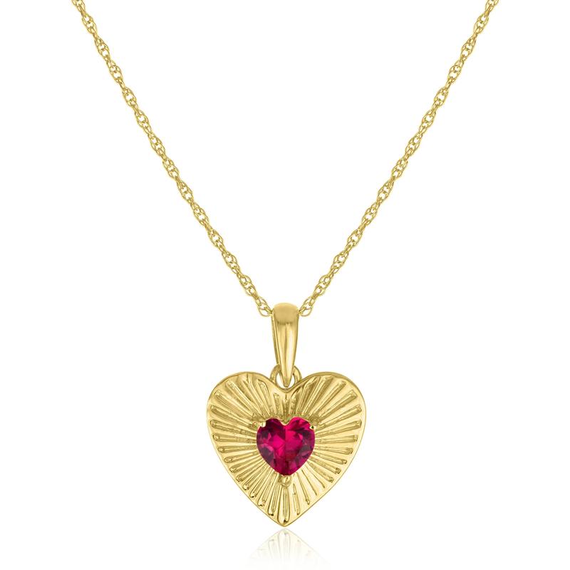 Heart-Shaped Ruby Pendant in 10K Yellow Gold – Image 1 of 3