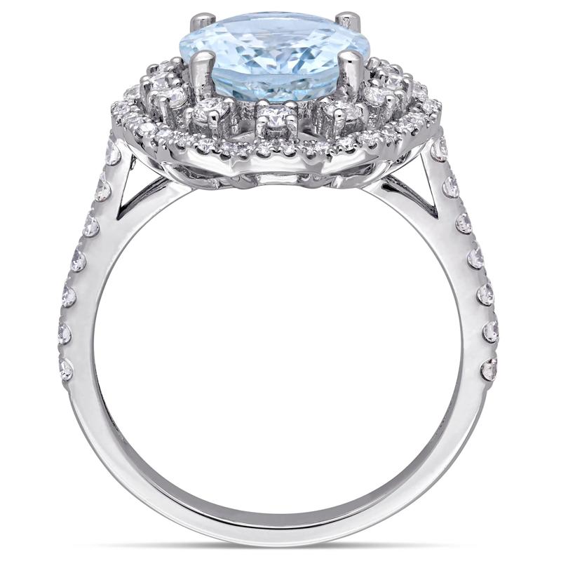 Aquamarine and Diamond Ring in 14K White Gold &#40;3/4 ct. tw.&#41; – Image 2 of 7