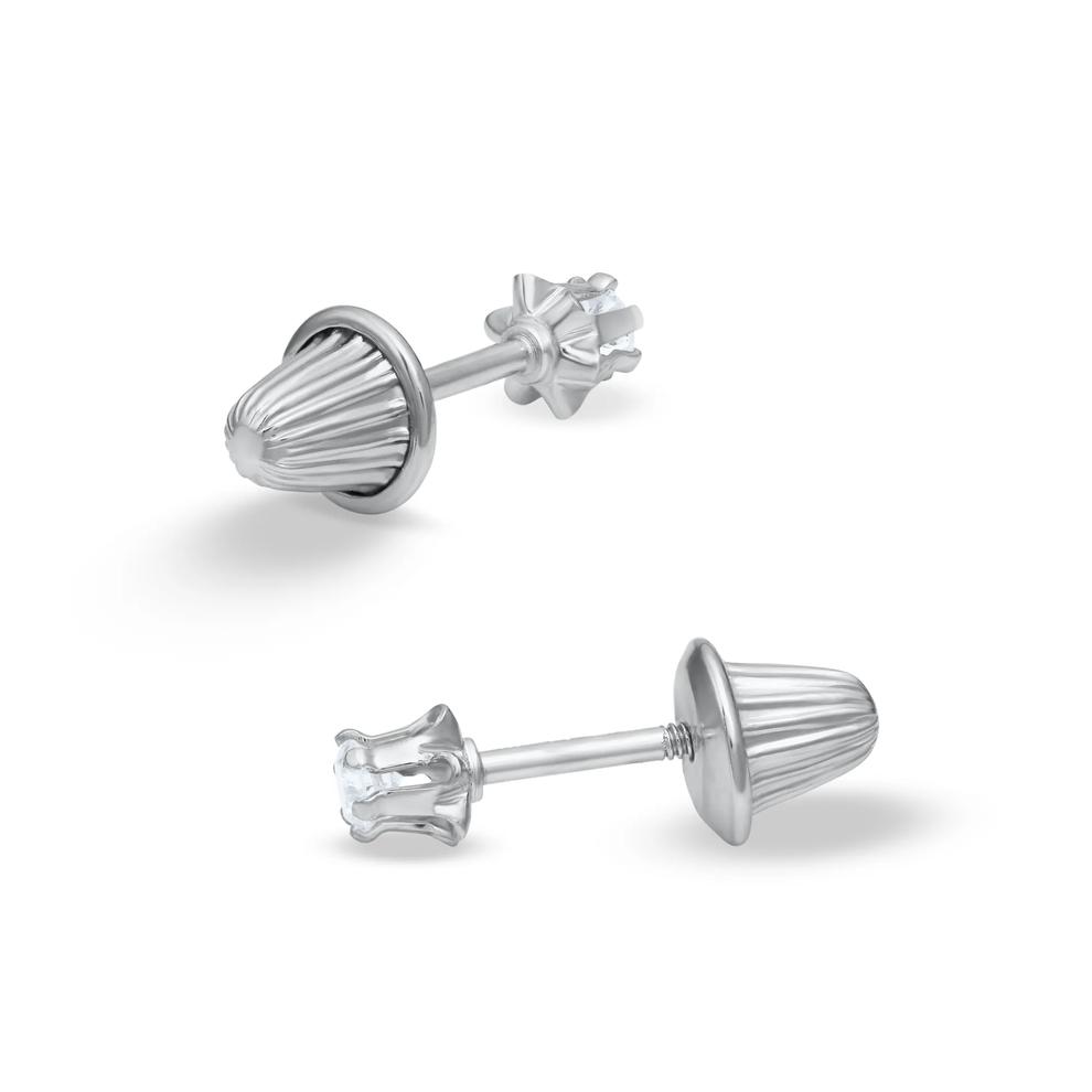 Children's Diamond Accent Stud Earrings in 14K White Gold – Image 2 of 2