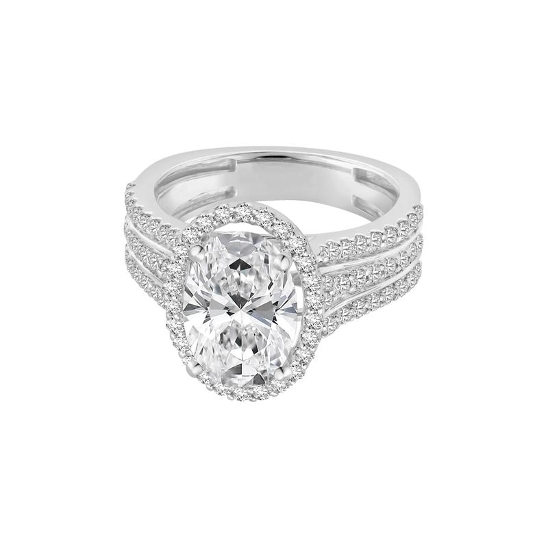 Lab Grown Diamond Oval Halo Engagement Ring in 14K White Gold &#40;4 1/4 ct. tw.&#41; – Image 4 of 4
