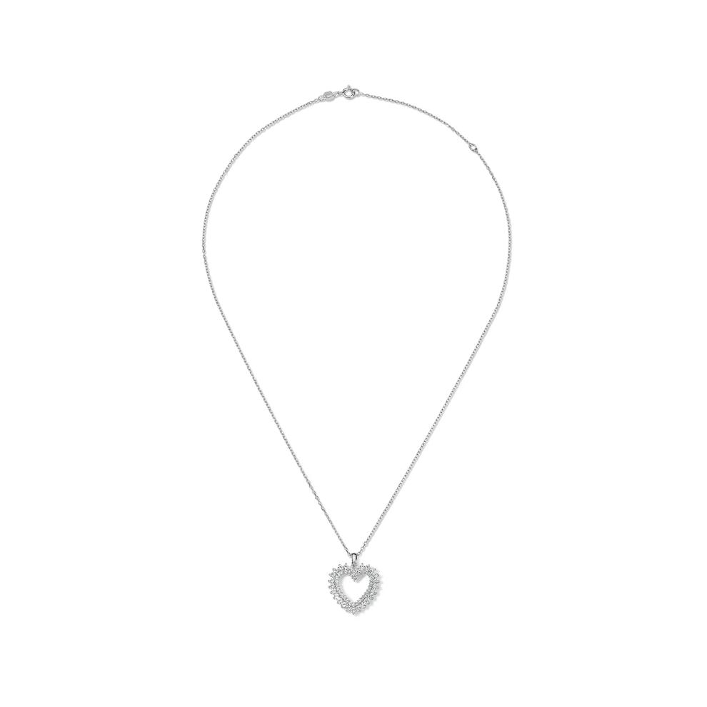 Lab-Created White Sapphire Heart Pendant Necklace in Sterling Silver – Image 4 of 4