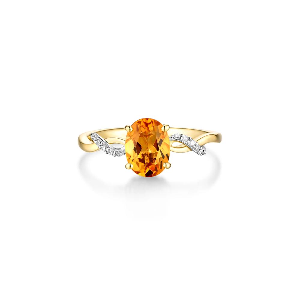 Citrine &amp; Diamond Ring in 10K Yellow Gold – Image 1 of 3