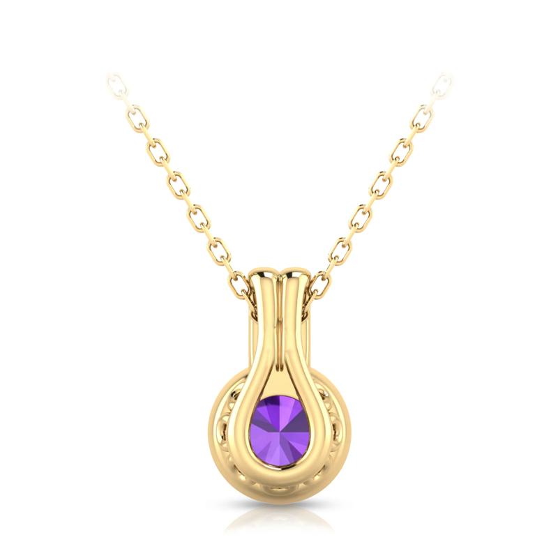 Amethyst and Diamond Pendant in 10K Yellow Gold – Image 3 of 4