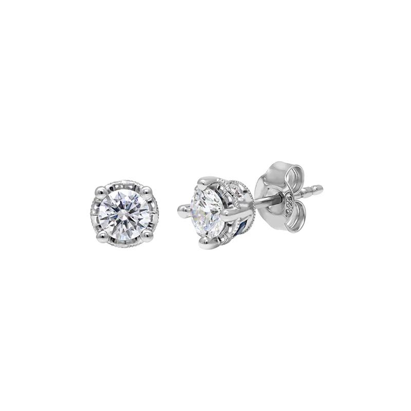 1/4 ct. tw. Diamond &amp; Sapphire Stud Earrings in 10K White Gold  – Image 1 of 1