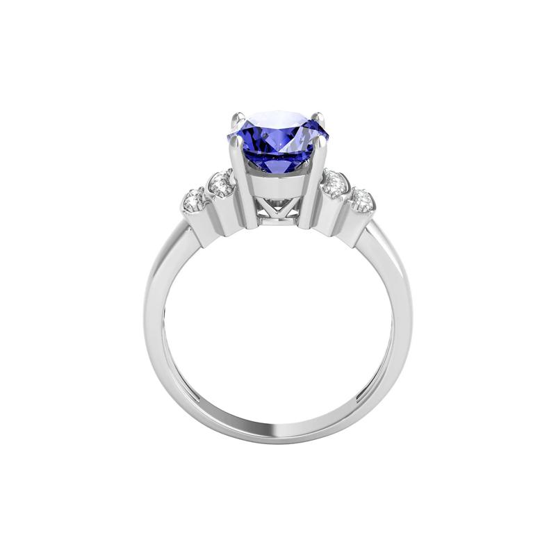 Tanzanite &amp; 1/10 ct. tw. Diamond Ring in 14K White Gold – Image 3 of 3
