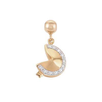 Diamond Accent Fortune Cookie Bead Charm