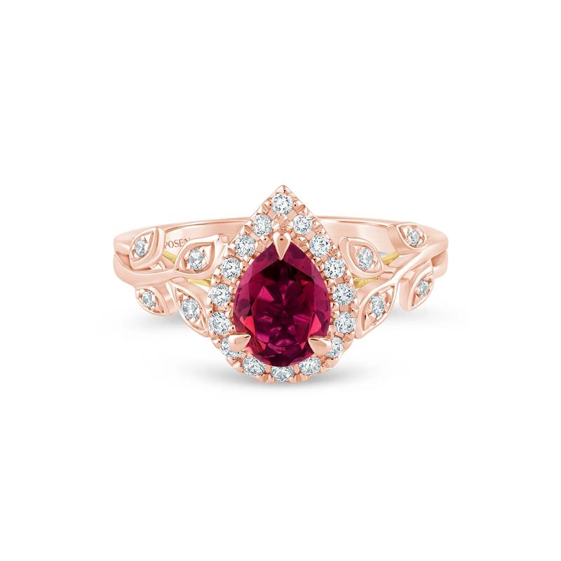 Ramona Rhodolite Garnet and Lab Grown Diamond Engagement Ring in 14K White and Yellow Gold (1/3 ct. tw.) – Image 1 of 3
