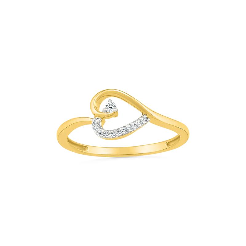 Diamond Accent Heart Ring in 10K Yellow Gold – Image 1 of 5