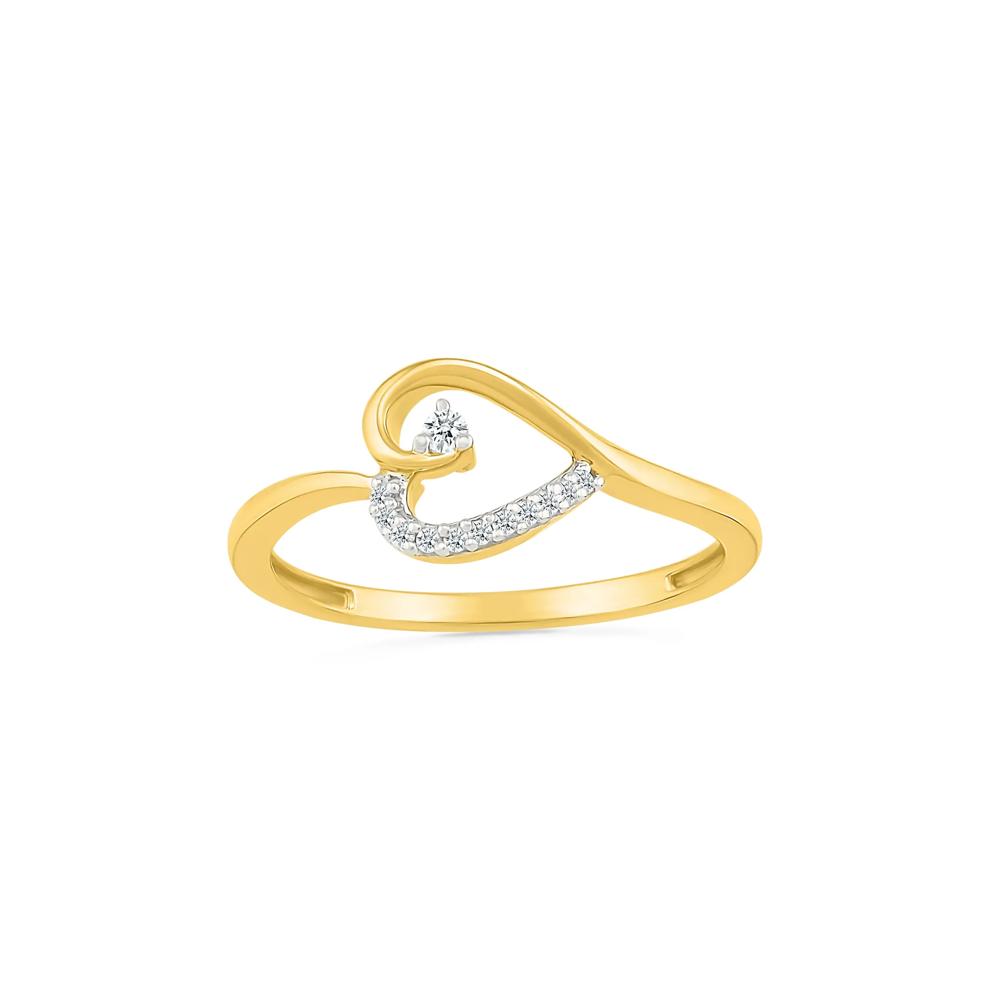 Diamond Accent Heart Ring in 10K Yellow Gold – Image 1 of 5