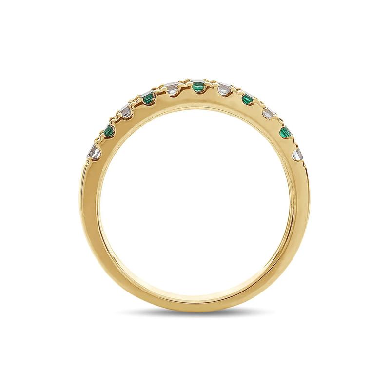 Emerald &amp; 1/4 ct. tw. Diamond Band in 10K Yellow Gold – Image 2 of 3