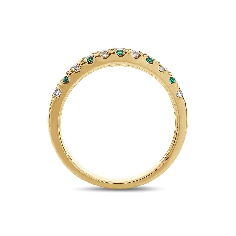 Emerald &amp; 1/4 ct. tw. Diamond Band in 10K Yellow Gold – Image 2 of 3