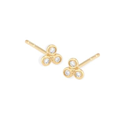 Diamond Accent Three-Stone Stud Earrings in 14K Yellow Gold
