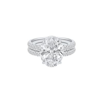 Lab Grown Diamond Oval Bridal Set in 14K White Gold (5 ct. tw.)