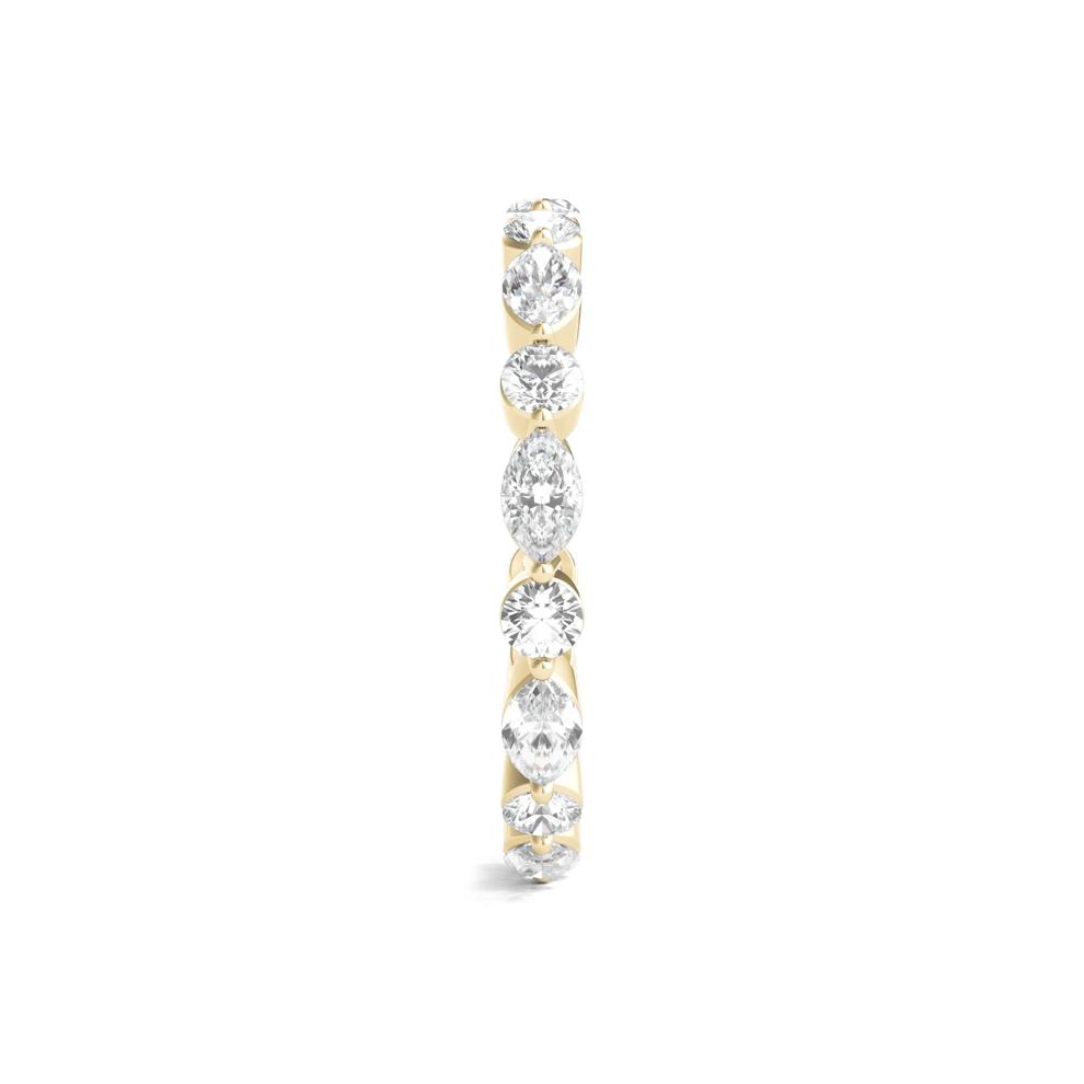 Round and Marquise-Cut Diamond Eternity Band in 14k Yellow Gold (1 1/2 ct. tw.) – Image 3 of 3