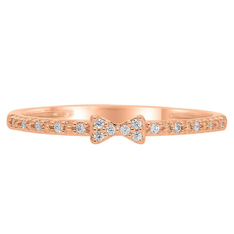 Diamond Bow Ring in 10K Rose Gold – Image 1 of 3