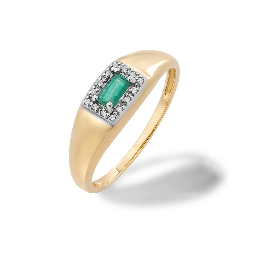 Emerald &amp; Diamond Accent Ring in 10K Yellow Gold – Image 4 of 4