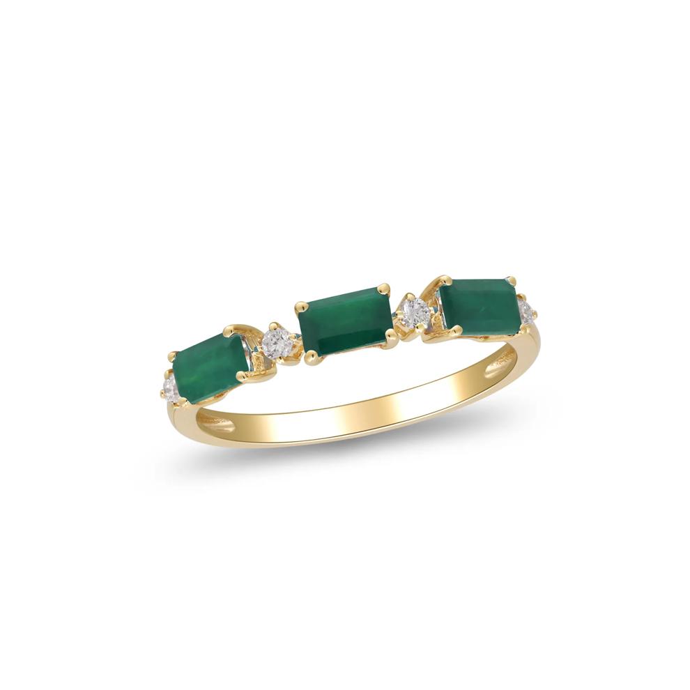 Emerald and Diamond Accent Ring in 10K Yellow Gold – Image 4 of 5