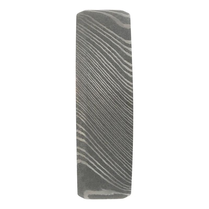 Men&rsquo;s Wedding Band with 14K Rose Gold in Damascus Steel, 7mm – Image 3 of 4