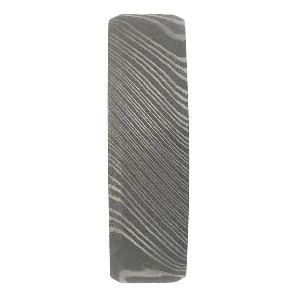 Men&rsquo;s Wedding Band with 14K Rose Gold in Damascus Steel, 7mm – Image 3 of 4