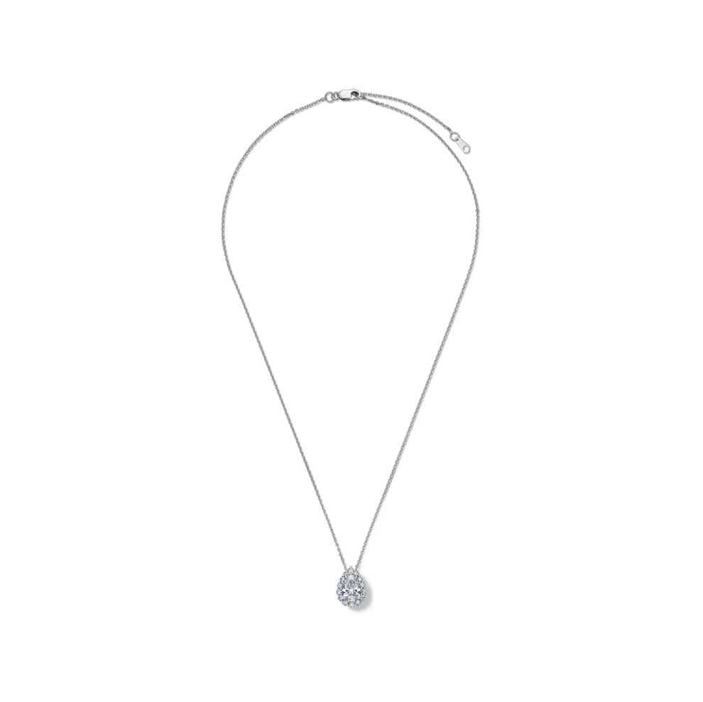 Lab Grown Diamond Pear-Shaped Halo Pendant in 10K White Gold (2 ct. tw.) – Image 3 of 4