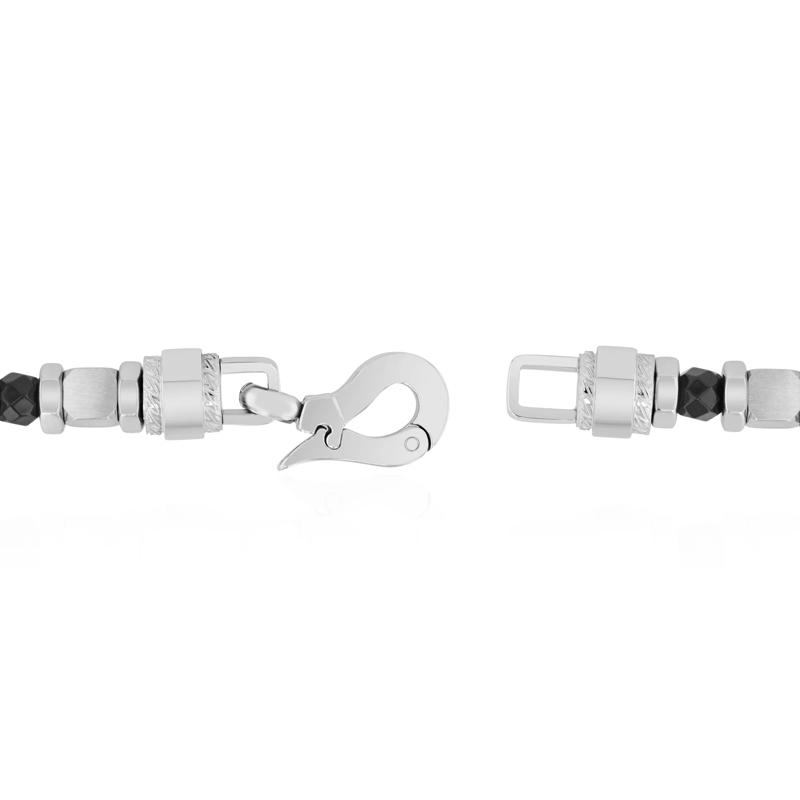 Men&#39;s Onyx Bead Bracelet in Stainless Steel – Image 3 of 5