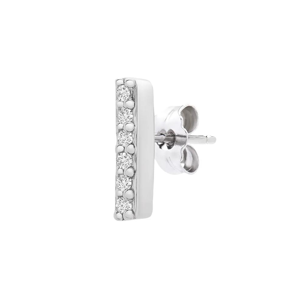 Single Diamond Stud Earring Bar in 10K White Gold – Image 2 of 2