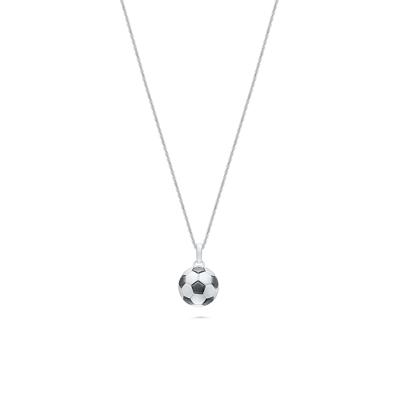 Soccer Ball Medallion Pendant Necklace in Sterling Silver