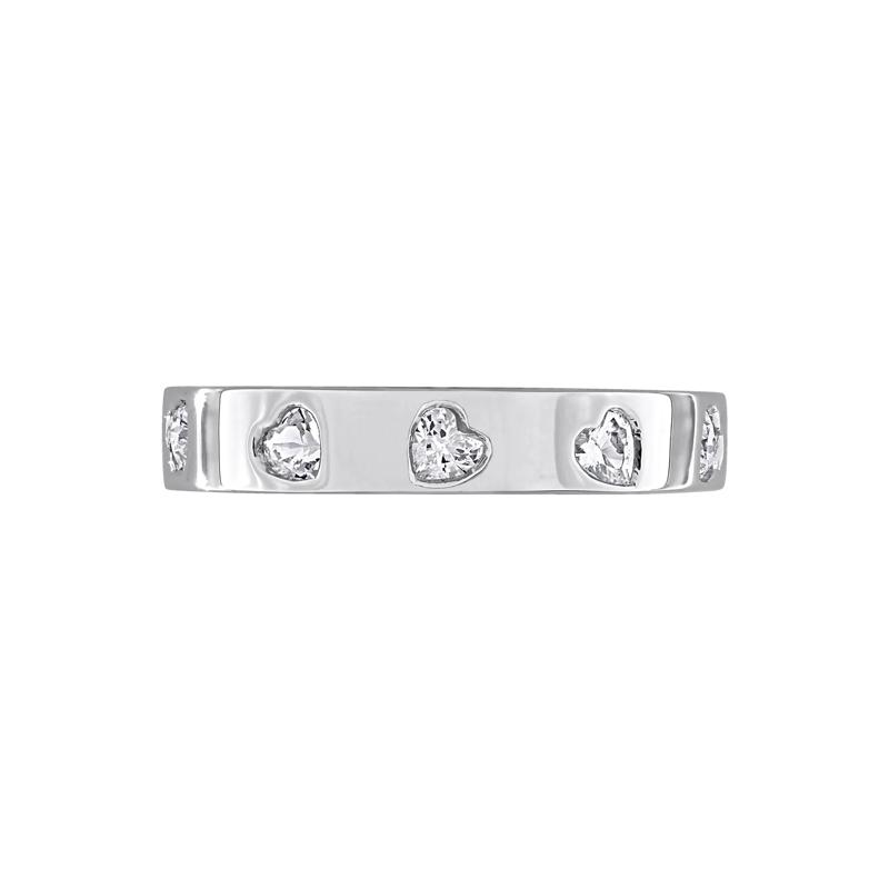 Heart-Shaped Lab-Created White Sapphire Eternity Band in Sterling Silver – Image 1 of 7