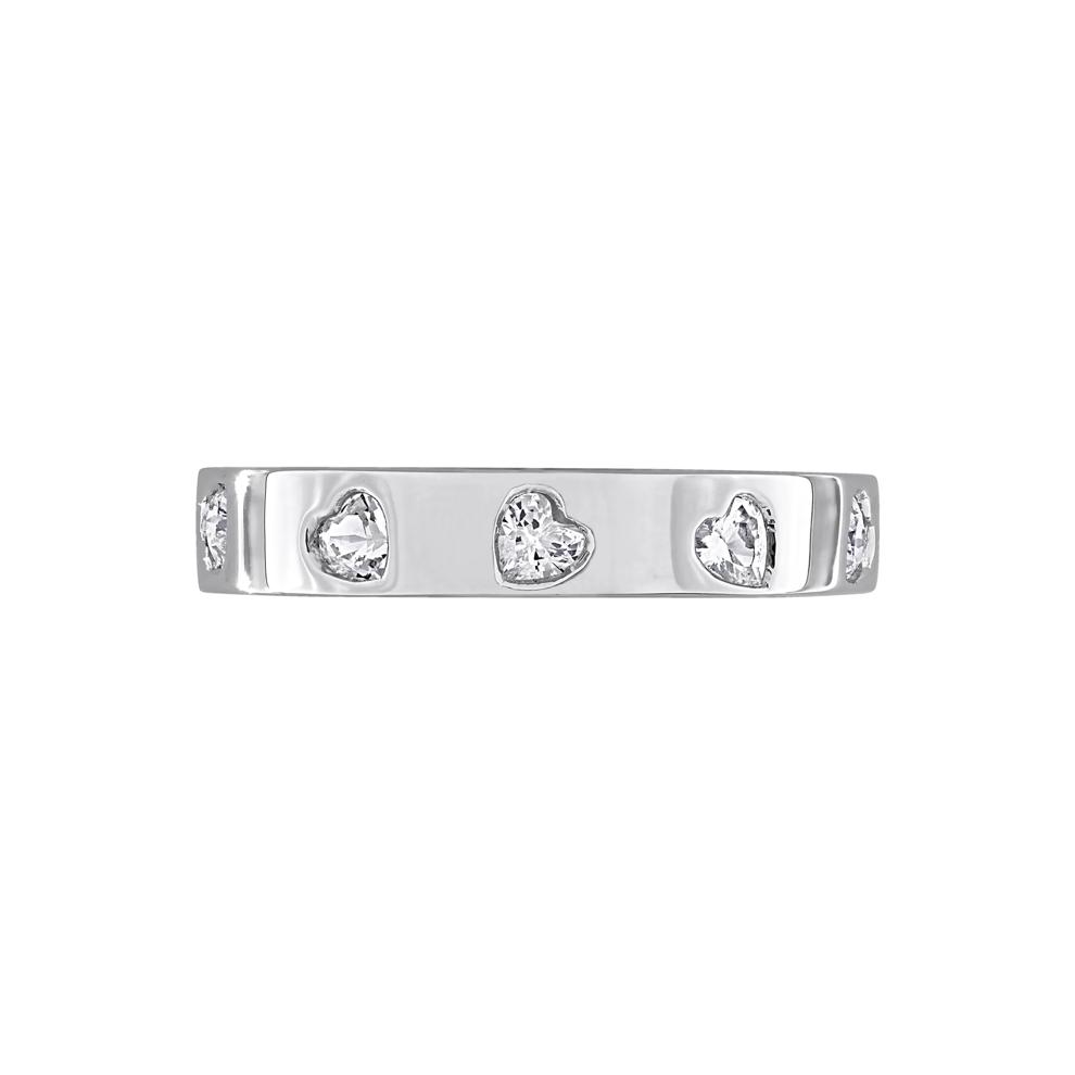 Heart-Shaped Lab-Created White Sapphire Eternity Band in Sterling Silver – Image 1 of 7