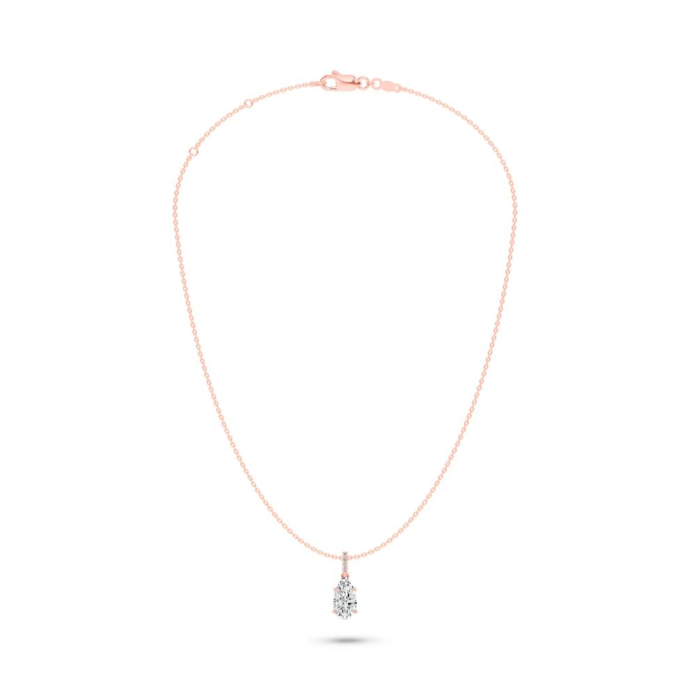 Lab Grown Diamond Pear-Shaped Drop Pendant Necklace in 14K Rose Gold (3 ct. tw.) – Image 3 of 4
