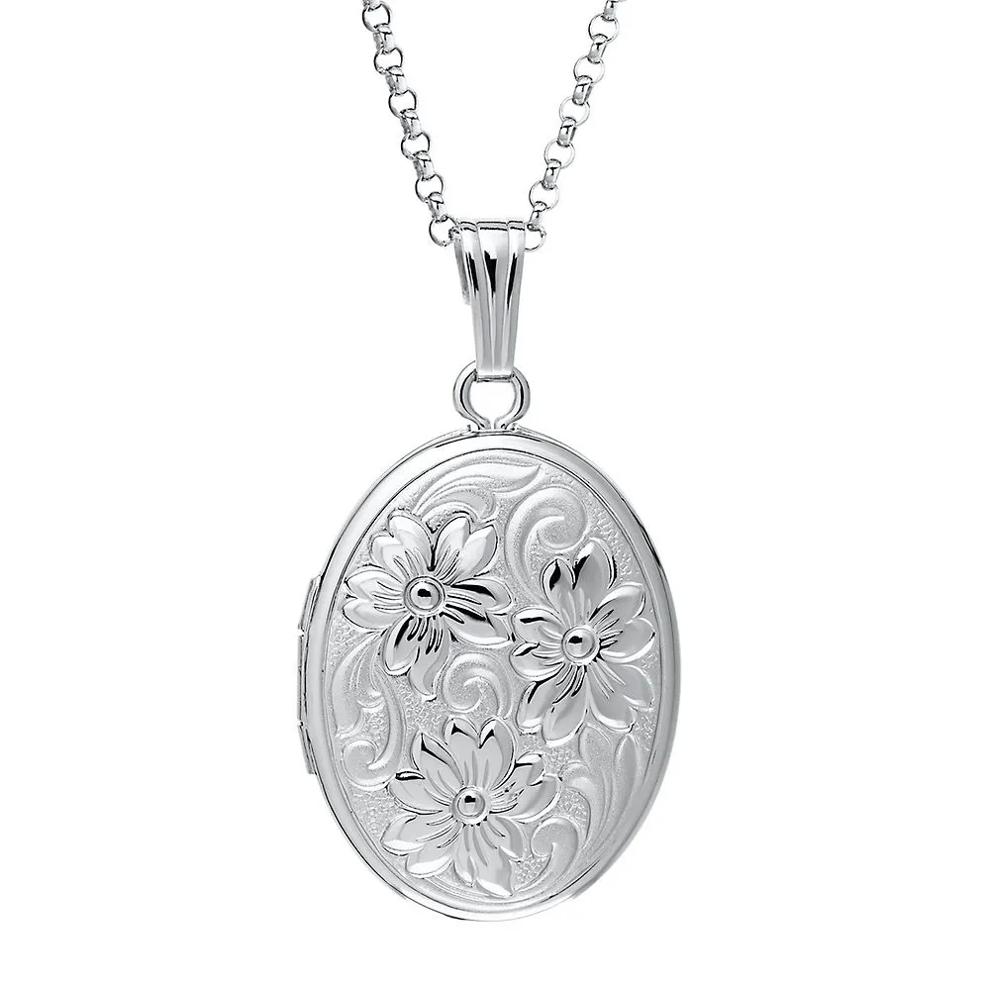 Embossed Oval Locket in Sterling Silver – Image 1 of 1