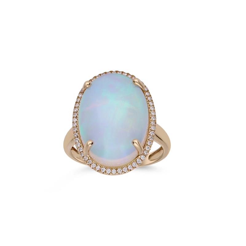 Ethiopian Opal &amp; Diamond Ring in 14K Yellow Gold &#40;1/5 ct. tw.&#41; – Image 4 of 5