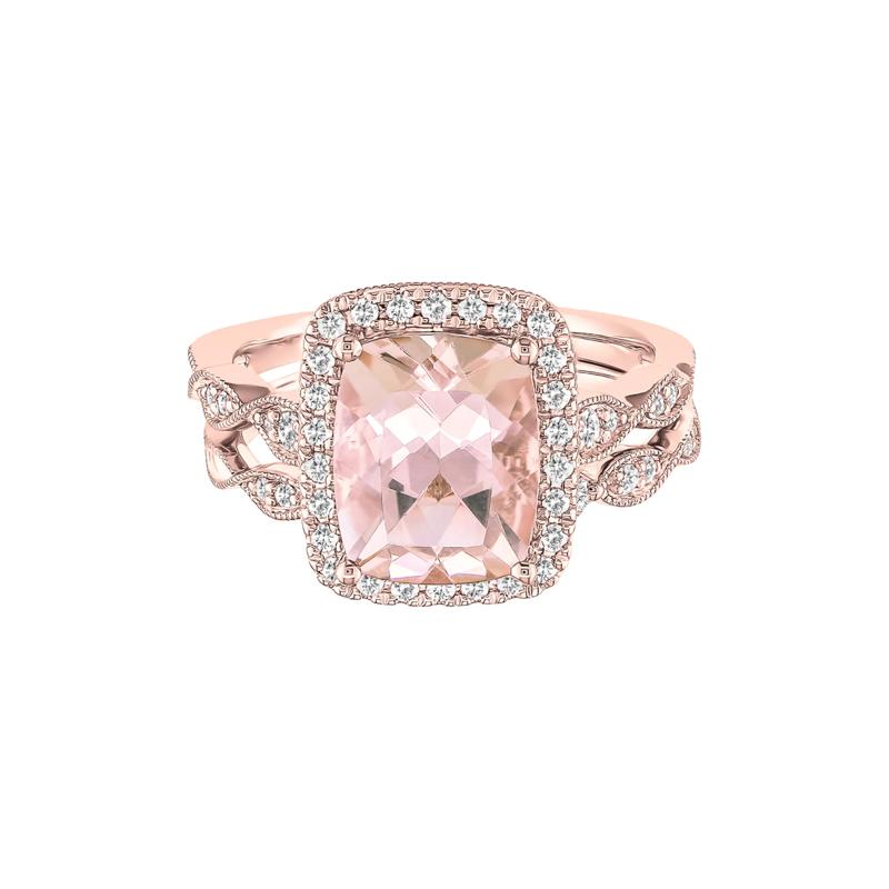Morganite &amp; 1/3 ct. tw. Diamond Ring in 14K Rose Gold – Image 1 of 3